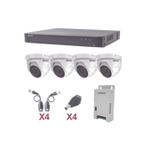 KIT TurboHD 1080p / DVR 4 Canales / 4 Cámaras Eyeball (exterior 2.8 mm) / Transceptores / Conectores / Fuente de Poder Profesional  / En Stock- 26
