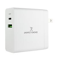 ADAPTADOR CARGADOR DE CORRIENTE DE 65W PUERTOS USB-A/USB-C PERFECT CHOICE - BLANCO  / EXISTENCIA 9