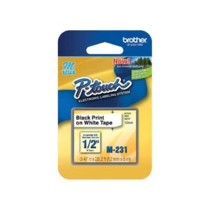 Cinta para Rotulador Negro / Blanco de 12 mm x 8 mts Brother M231  / Precio $234