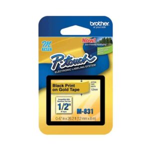 Cinta para Rotulador Negro / Oro de 12 mm x 8 mts Brother M831  / Precio $197
