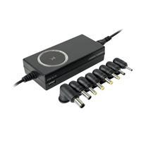 CARGADOR UNIVERSAL INTELIGENTE CON PUNTAS INTERCAMBIABLES Y PUERTO USB PERFECT CHOICE - NEGRO  / EXISTENCIA 2