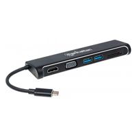 DOCKING,MANHATTAN,152631,4-1,USB-C A HDMI VGA 2 USB 3.1 LECTOR TARJETAS SD M-H  / EXISTENCIA 25