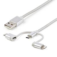 CABLE TRENZADO DE 1M USB A LIGHTNING USB-C Y MICRO USB - CABLE CARGADOR PARA TELFONO CELULAR IPHONE IPAD TABLET - STARTECH.COM MOD. LTCUB1MGR  / EXISTENCIA 148