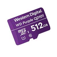 MEMORIA WD PURPLE SC QD101 MICRO SDXC 512GB VIDEOVIGILANCIA 24/7 CLASE 10 U1 LECT 50MB/S ESC 40MB/S WDD512G1P0C  / EXISTENCIA 27