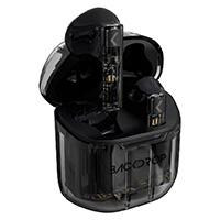 AUDIFONOS INALAMBRICOS TWS BACKDROP TRANSPARENTES/10M / TACTIL COLOR NEGRO  / EXISTENCIA 1704