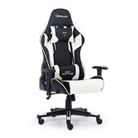 SILLA OCELOT GAMING OSB-04 / VINIPIEL / BASE NYLON AJUSTABLE / DESCANSABRAZOS 2D / PISTON CLASE 4 / RECLINABLE 90-155 GRADOS / HASTA 150KG / COJINES LUMBAR Y CERVICAL / COLOR NEGRO CON BLANCO  / EXISTENCIA 18