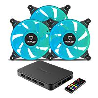 VENTILADORES OCELOT GAMING OFKIT-2 / KIT 3 PIEZAS / 120MM / RGB / HUB PARA 10X VENTILADORES RGB / CONTROL REMOTO / 38.5 CFM / 1200 RPM / 21.2 DB / COLOR NEGRO  / EXISTENCIA 3