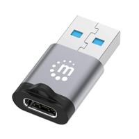 ADAPTADOR,MANHATTAN,356305, USB-C V3.2 GEN1, AM-CH, 5GBPS 3A, ALUMINIO GRIS ESPACIAL/NEGRO  / EXISTENCIA 7