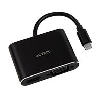ADAPTADOR ACTECK SHIFT PLUS AV420 / USB C - HDMI VGA / 4K / 10 CM / NEGRO / AC-934657  / EXISTENCIA 54
