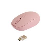 MOUSE INALAMBRICO OPTICO ERGONOMICO 1000 DPI RECEPTOR DUAL (USB Y TIPO C) SILENCIOSO PERFECT CHOICE WHISPER - ROSA / EXISTENCIA 116