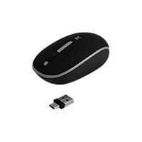 MOUSE INALAMBRICO OPTICO ERGONOMICO 1000 DPI RECEPTOR DUAL (USB Y TIPO C) SILENCIOSO PERFECT CHOICE WHISPER - NEGRO / EXISTENCIA 110
