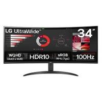 MONITOR PC LG CURVO ULTRAWIDE QHD 34WR50QK,34 PULG,RESOL. 3440X1440,1800R,PANEL VA,REL. 21:9,BRILLO 300 CD/M2,CONTR. 3000:1,TR 5MS,100 HZ,HDR10,HDMI,DISPLAY PORT,MONTABLE PARED 100X100,NEGRO. / EXISTENCIA 44