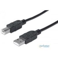 CABLE USB,MANHATTAN,333368, V2.0 A-B 1.8M, NEGRO  / EXISTENCIA 172