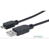 CABLE USB,MANHATTAN,307178, V2 A-MICRO B, BOLSA PVC 1.8M NEGRO  / EXISTENCIA 218