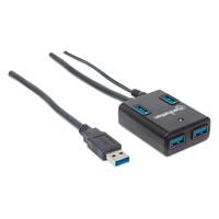 HUB USB,MANHATTAN,162302, V3.0  4 PTOS CON FUENTE, NEGRO  / EXISTENCIA 3