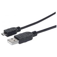 CABLE USB,MANHATTAN,307161, V2 A-MICRO B, BOLSA PVC 1.0M NEGRO  / EXISTENCIA 6