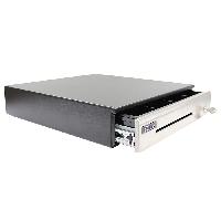 CAJON DE DINERO EC LINE EC-CD-100-P, NEGRO, COMPARTIMIENTOS 5 BILLETES - 8 MONEDAS, RODAMIENTO, PANEL DE ACERO INOXIDABLE, RJ11 / EXISTENCIA 5