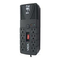 REGULADOR ELECTRONICO DE VOLTAJE VICA T-02 1200VA / 700W, 8 TOMAS NEMA 5-15R REGULADAS Y CON SUPRESOR DE PICOS, PUERTO RJ11, 5 AÑOS DE GARANTIA  / EXISTENCIA 8